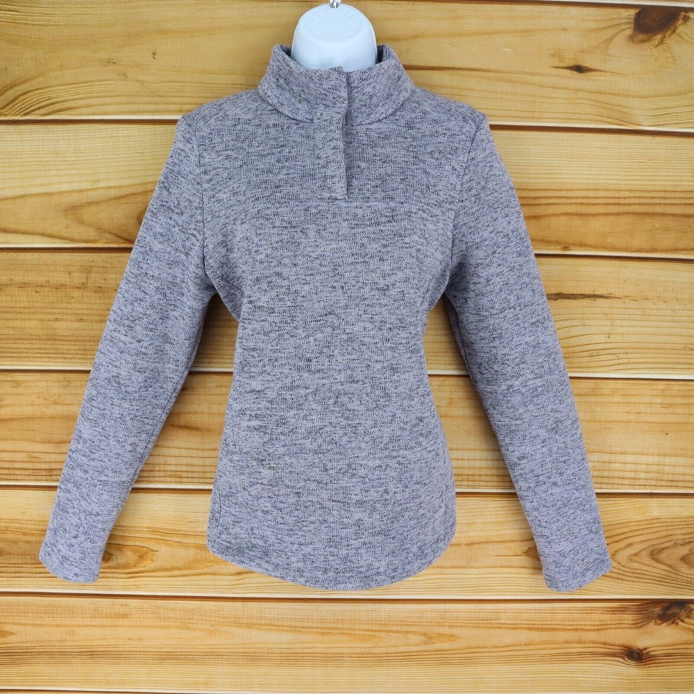 Fleece-Lined Activewear Jacket Pullover Womens Size L Purple 1/4 Button Pockets